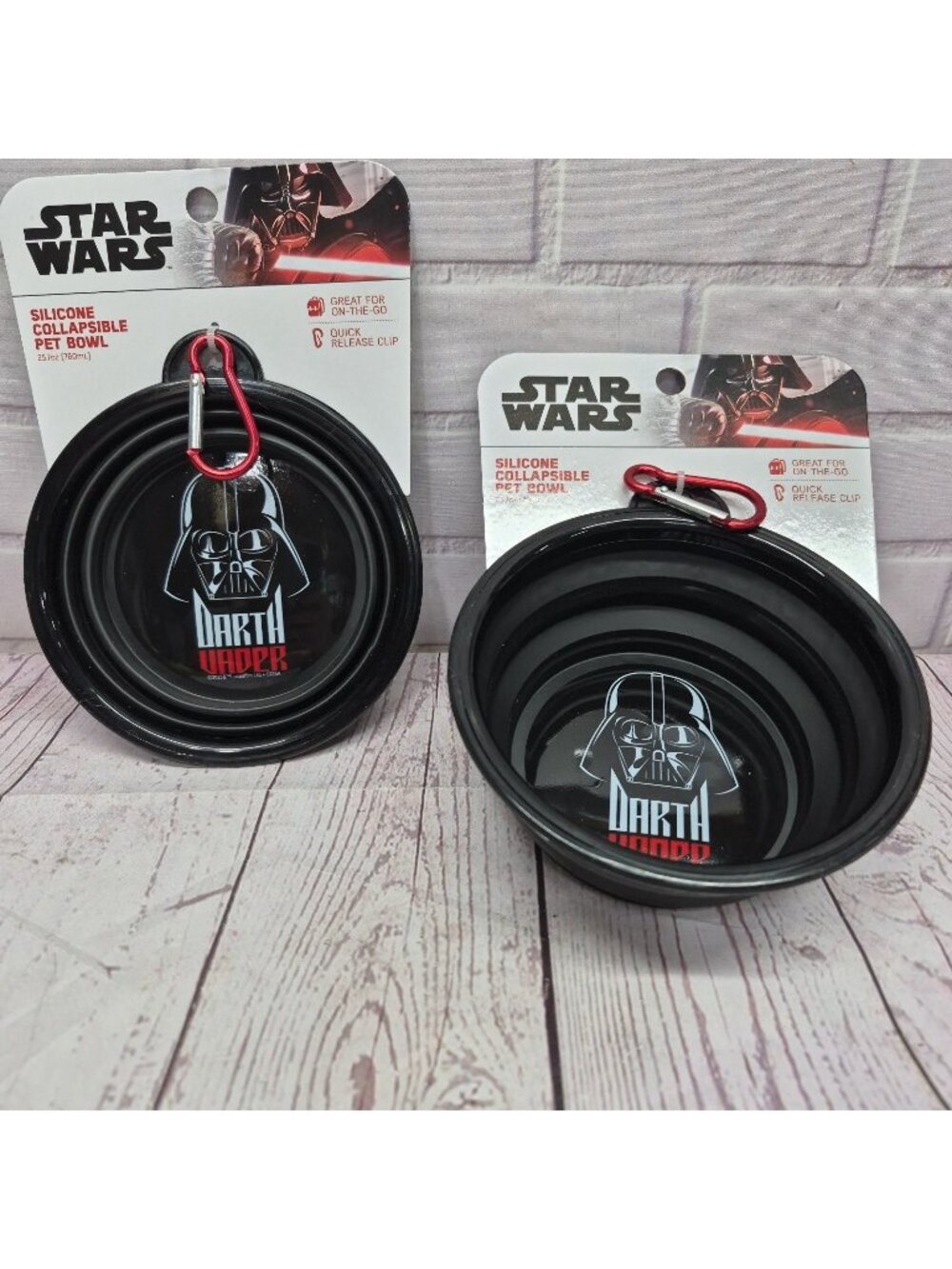 (2pc) Star Wars Darth Vader Collapsible Silicone Dog Bowl Portable Quick Release